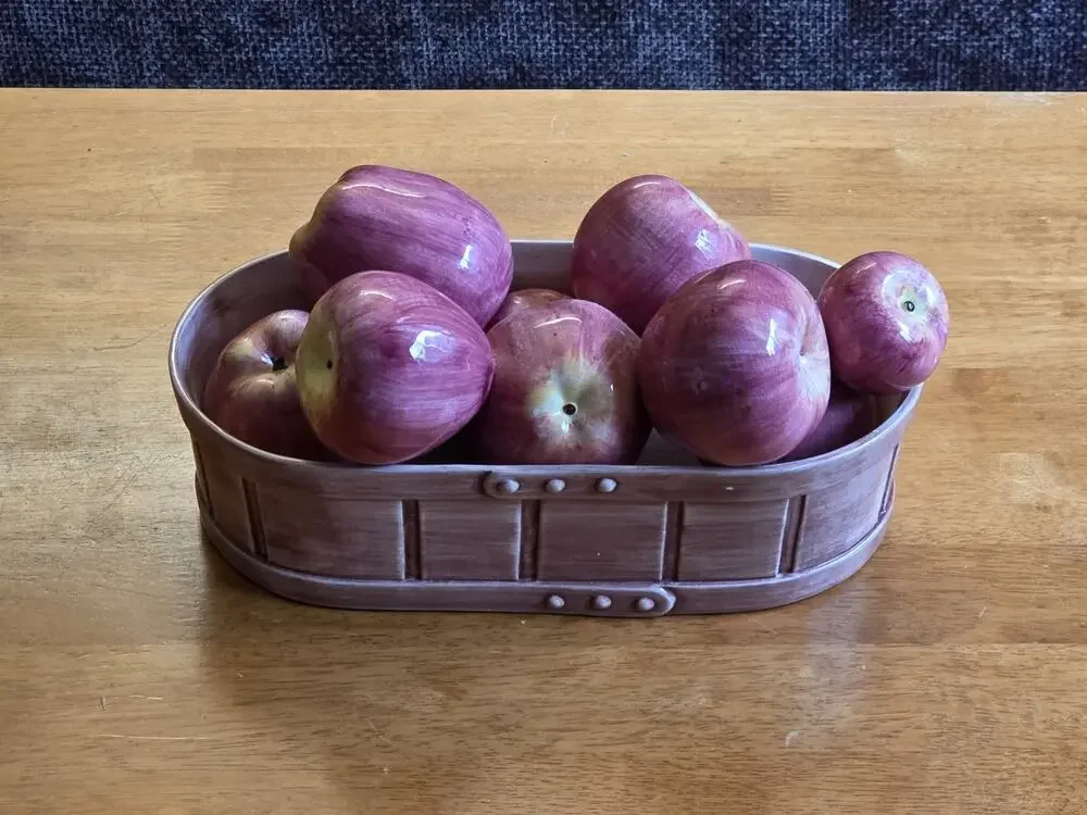 Vintage Italian Ceramic Basket of Apples Made for ETHAN ALLEN in Italy RARE